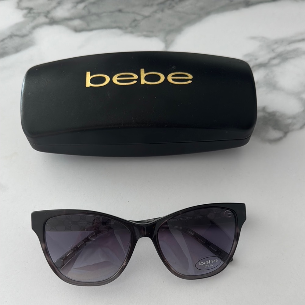 Bebe Black Cat-Eye Sunglasses with Gradient Lenses